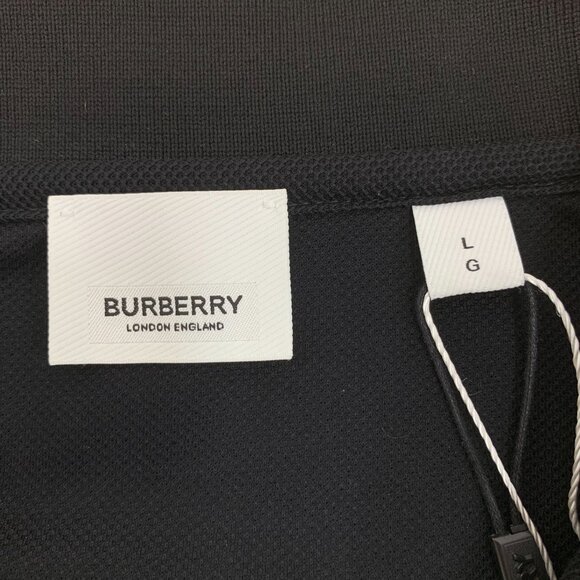 BURBERRY LONDON TB LOGO BLACK COTTON POLO SHIRT SIZE L NEW WITH TAGS - Picture 2 of 8